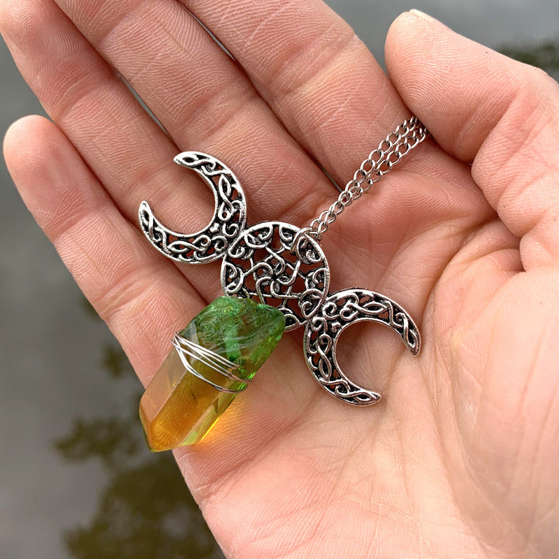 Green Branches Natural Rough Stone Necklace