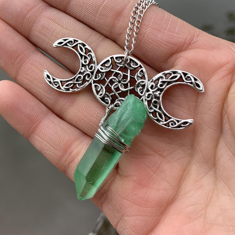 Green Branches Natural Rough Stone Necklace