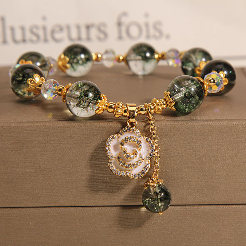 Green Ghost Crystal Bracelet Female Rose Pendant