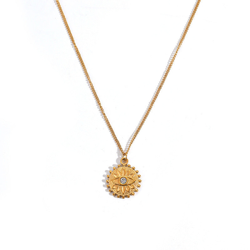 Women's Round Pendant Sweater Chain Necklace