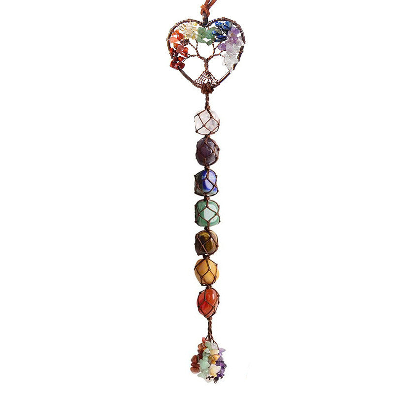 7Colorful Crystal Original Stone Hand Woven Pendant Life Tree