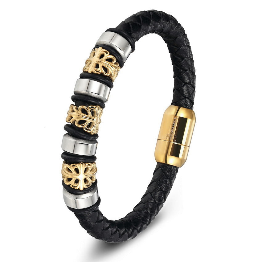 Titanium Steel Leather Rope Men's Bracelet