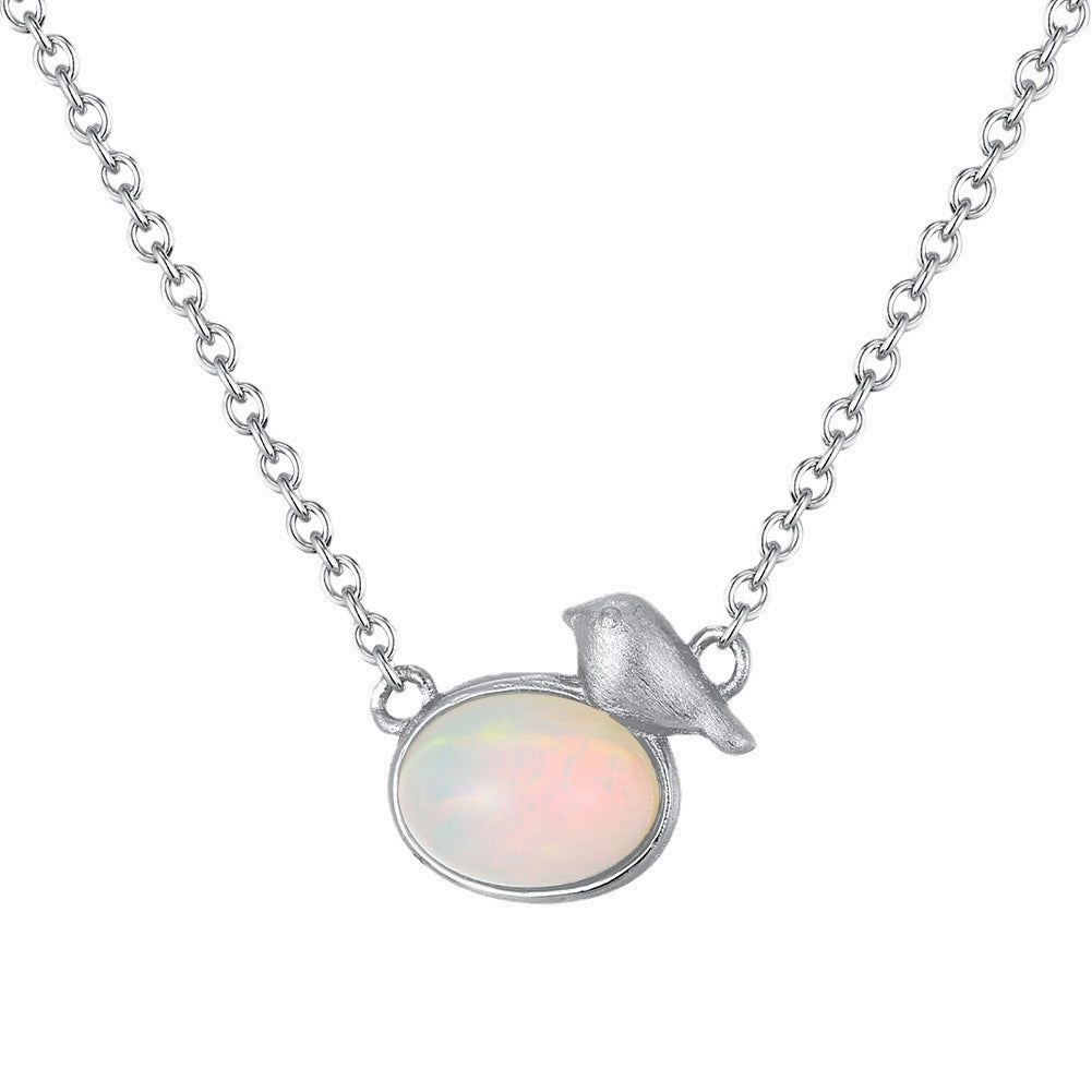 Sterling Silver Necklace Natural Opal Stones 14K Gold