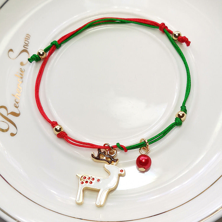 Santa Claus Snow Elk Christmas Tree Weaving Bracelet