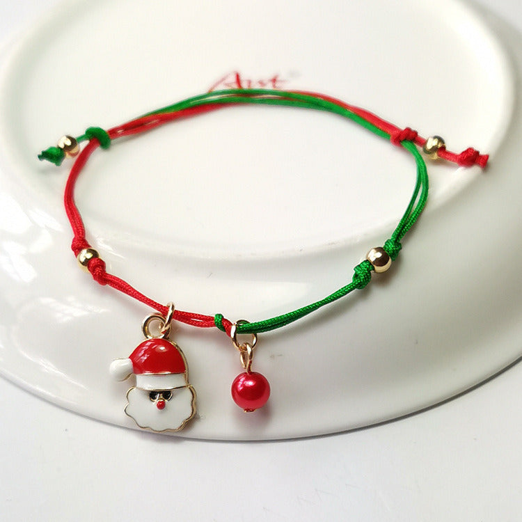 Santa Claus Snow Elk Christmas Tree Weaving Bracelet