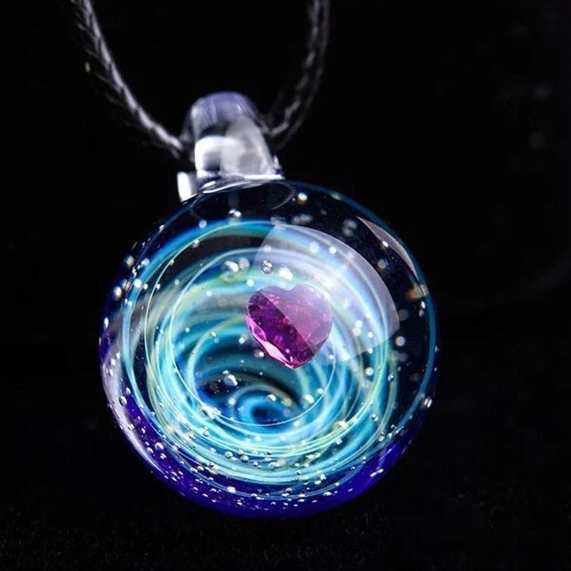 Galaxy Necklace For Women Long. Planets And Nebula Solar System Necklace.