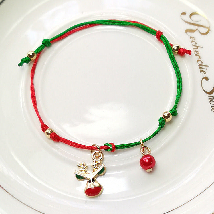 Santa Claus Snow Elk Christmas Tree Weaving Bracelet