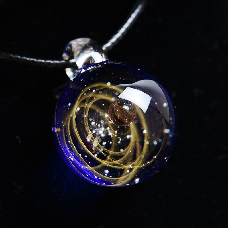 Galaxy Necklace For Women Long. Planets And Nebula Solar System Necklace.