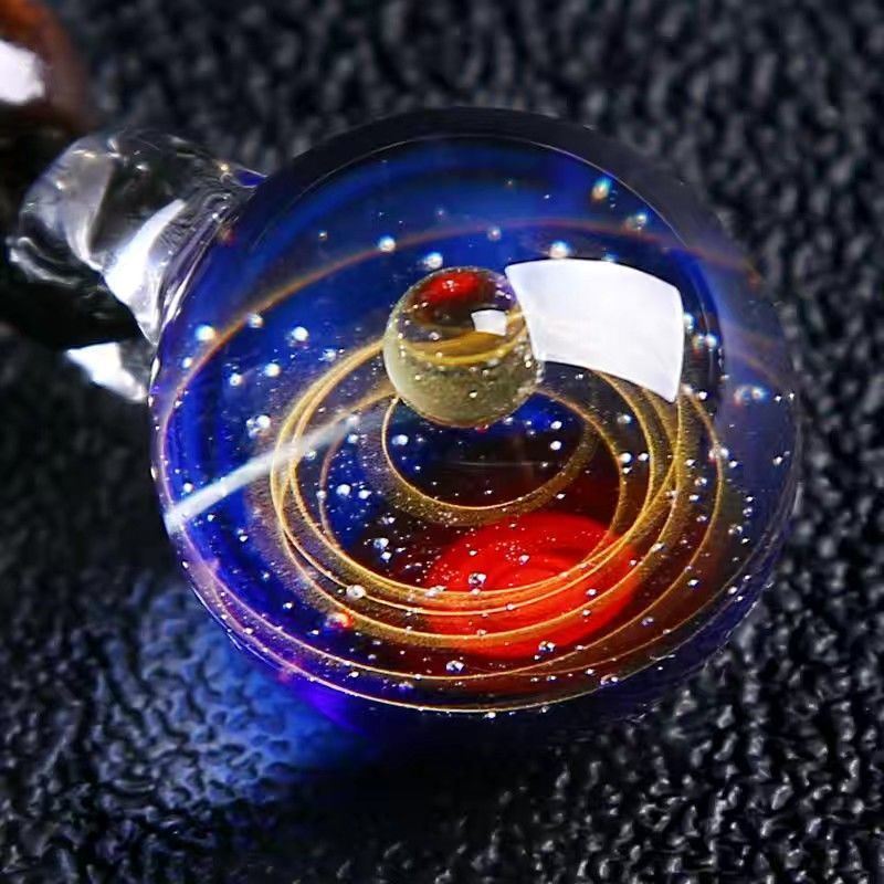 Galaxy Necklace For Women Long. Planets And Nebula Solar System Necklace.