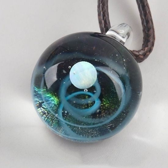 Galaxy Necklace For Women Long. Planets And Nebula Solar System Necklace.