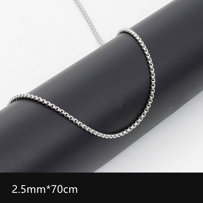 Chain Stainless Steel Square Pearl Chain Men's Necklace