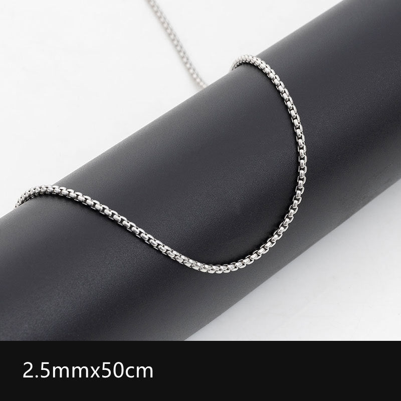 Chain Stainless Steel Square Pearl Chain Men's Necklace