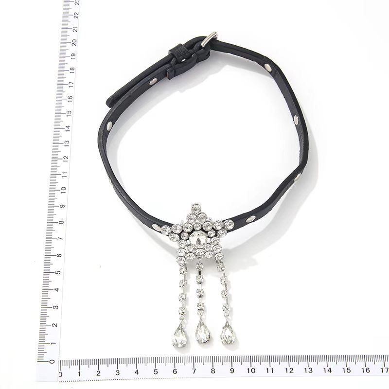 Cutout Star Fringe Vintage Leather Stud Necklace