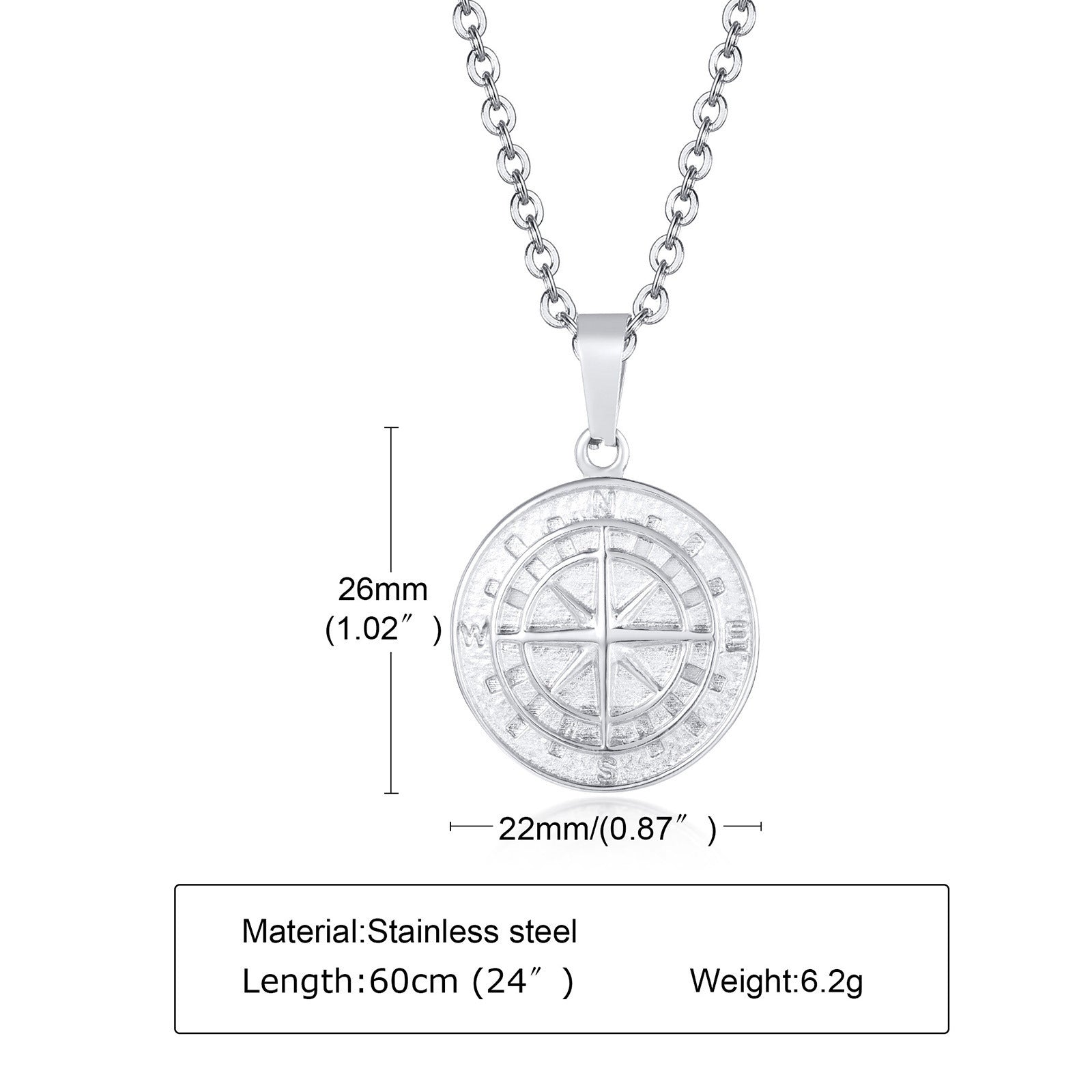 Stainless Steel Compass Pendant Gold Necklace