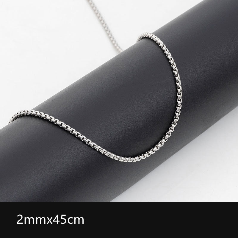 Chain Stainless Steel Square Pearl Chain Men's Necklace