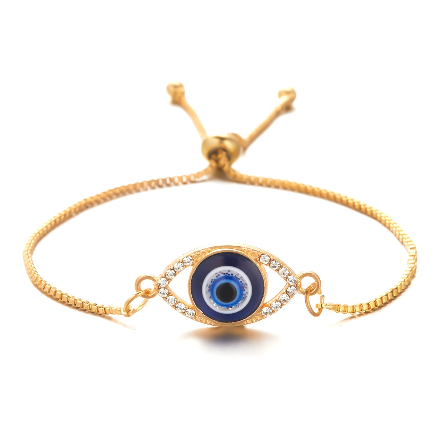 Creative Palm Geometric Blue Eye Double Layer Bracelet