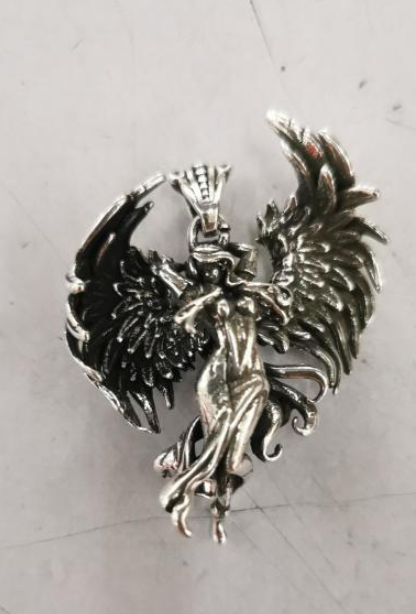 Ancient Silver Angel Wings Lovers Pendant