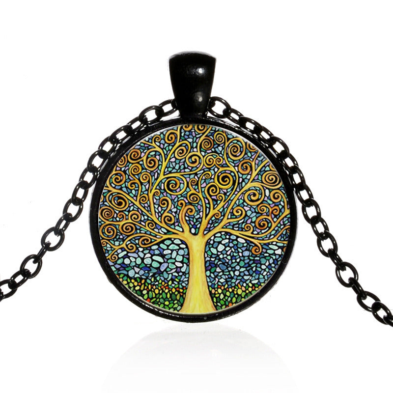 Tree Of Life Time Gem Vintage Glass Necklace