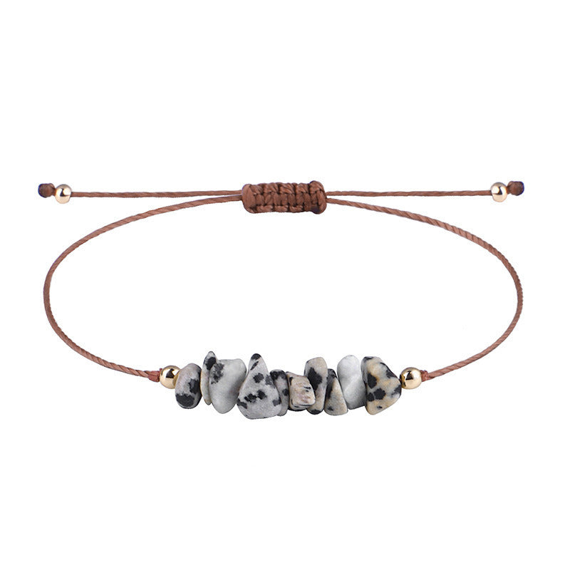 Irregular Raw Stone Woven Wax Line Bracelet