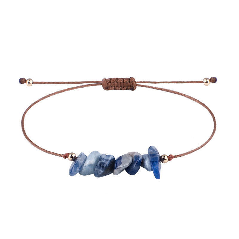 Irregular Raw Stone Woven Wax Line Bracelet