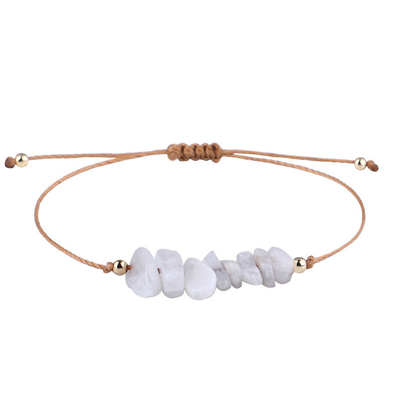 Irregular Raw Stone Woven Wax Line Bracelet