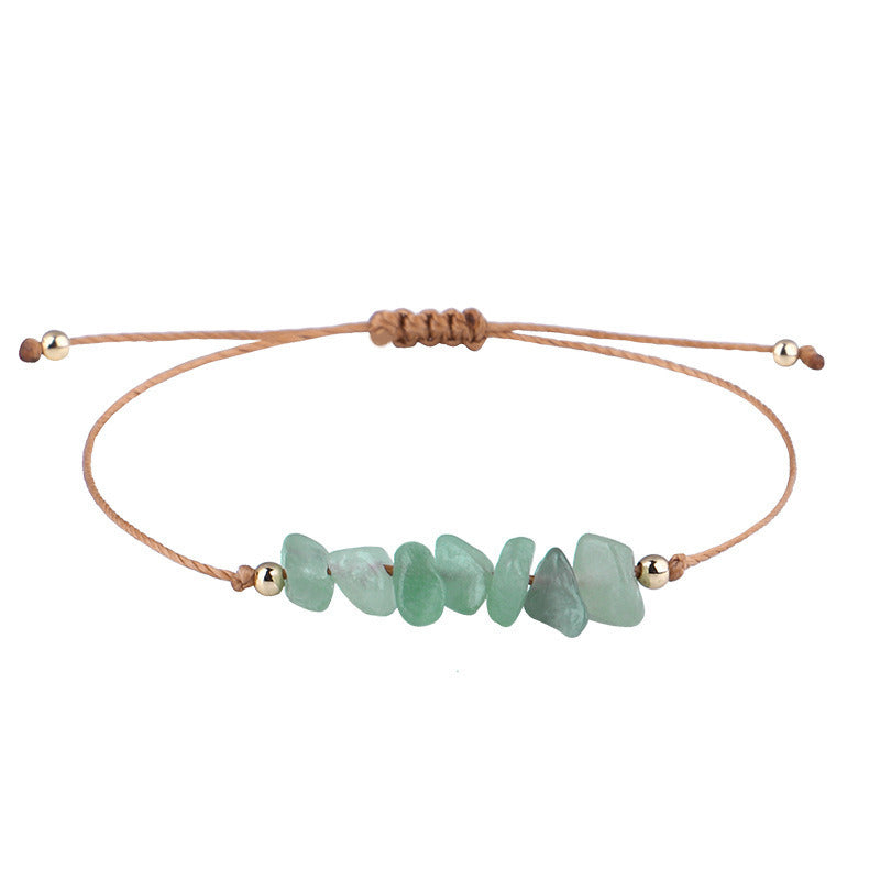 Irregular Raw Stone Woven Wax Line Bracelet