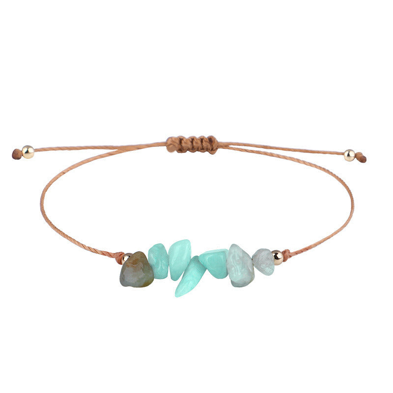 Irregular Raw Stone Woven Wax Line Bracelet