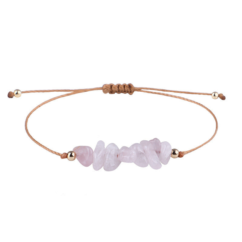 Irregular Raw Stone Woven Wax Line Bracelet