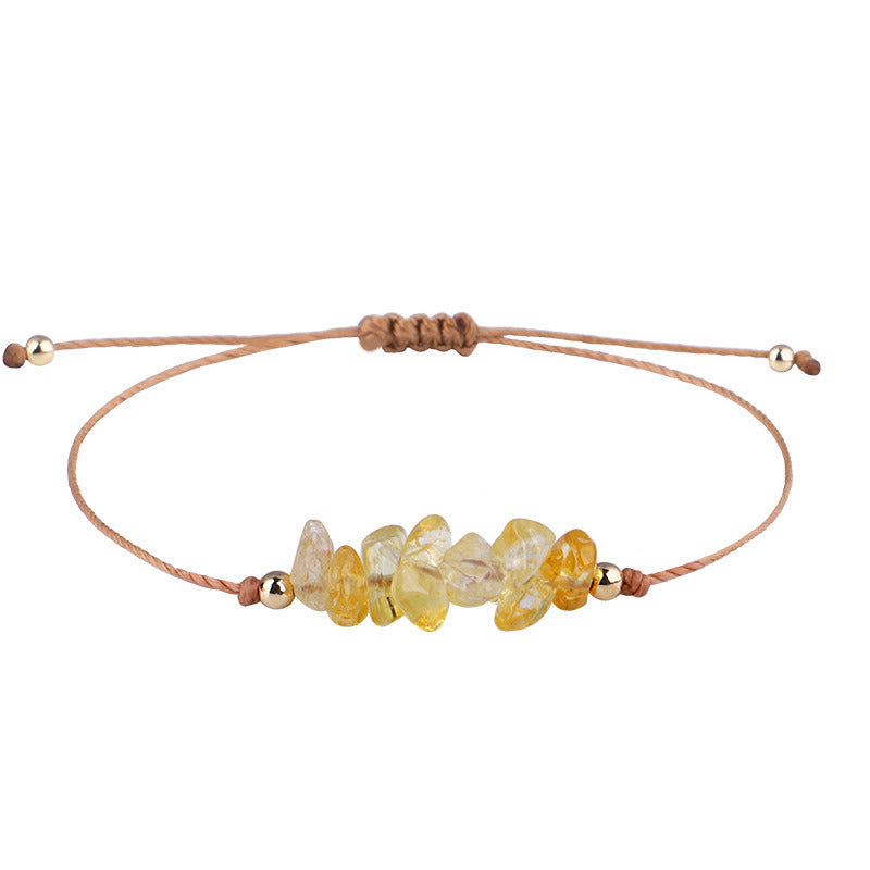 Irregular Raw Stone Woven Wax Line Bracelet