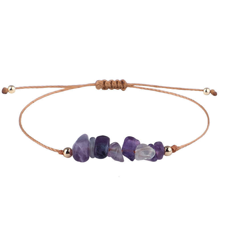 Irregular Raw Stone Woven Wax Line Bracelet