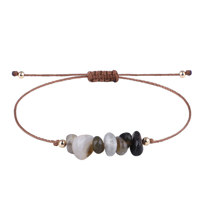 Irregular Raw Stone Woven Wax Line Bracelet