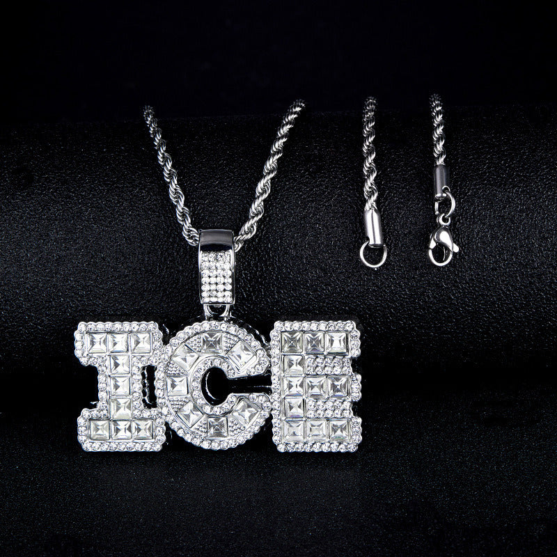 Hip Hop Square Diamond Letter ICE Cuba Chain Item