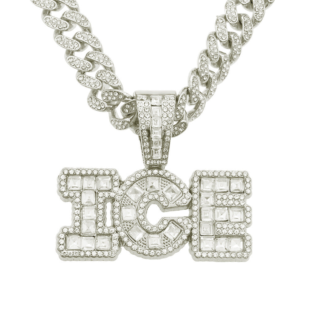 Hip Hop Square Diamond Letter ICE Cuba Chain Item