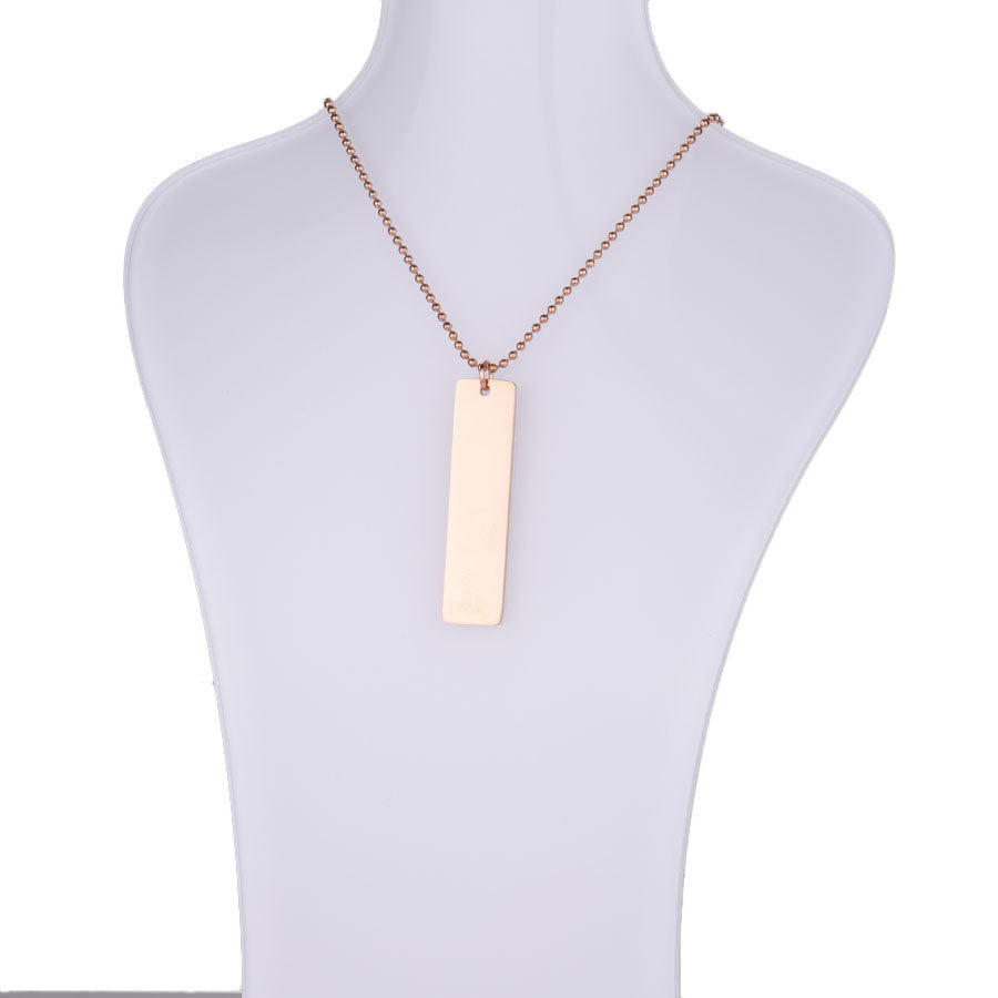 Stainless Steel Smooth Square Long Pendant Necklace