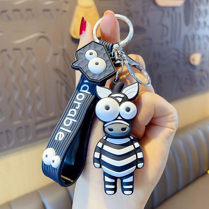 Creative Cartoon Eye Burst Giraffe Keychain Female Cute Fashion