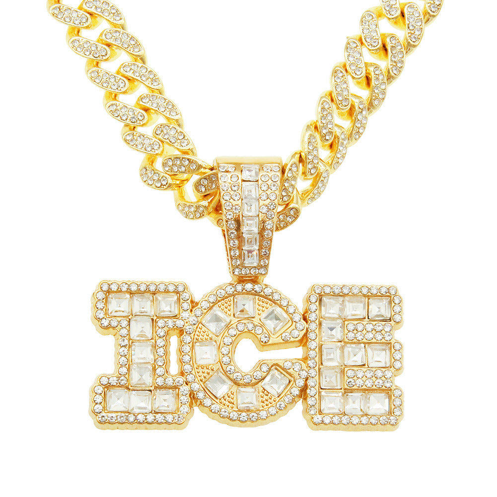 Hip Hop Square Diamond Letter ICE Cuba Chain Item