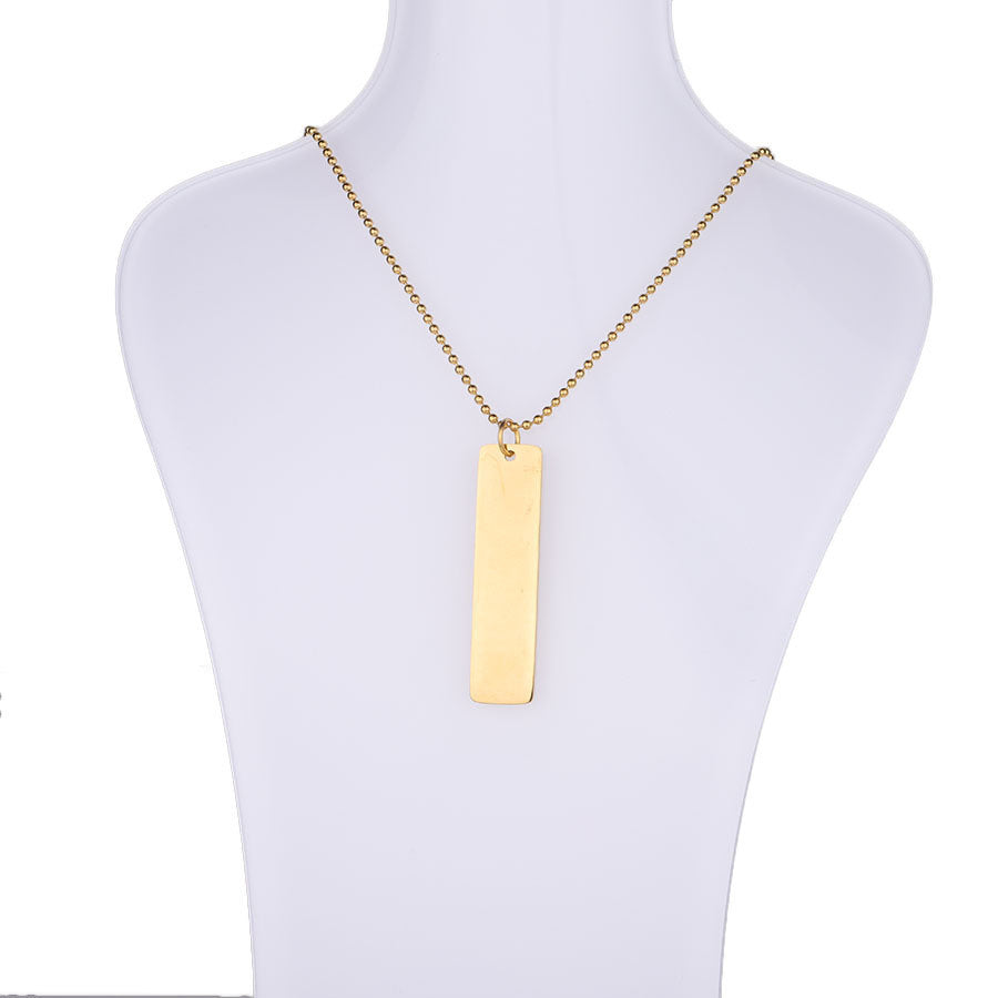 Stainless Steel Smooth Square Long Pendant Necklace