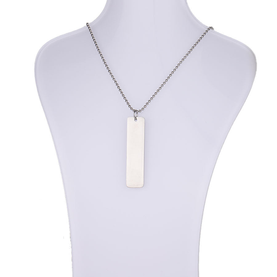 Stainless Steel Smooth Square Long Pendant Necklace