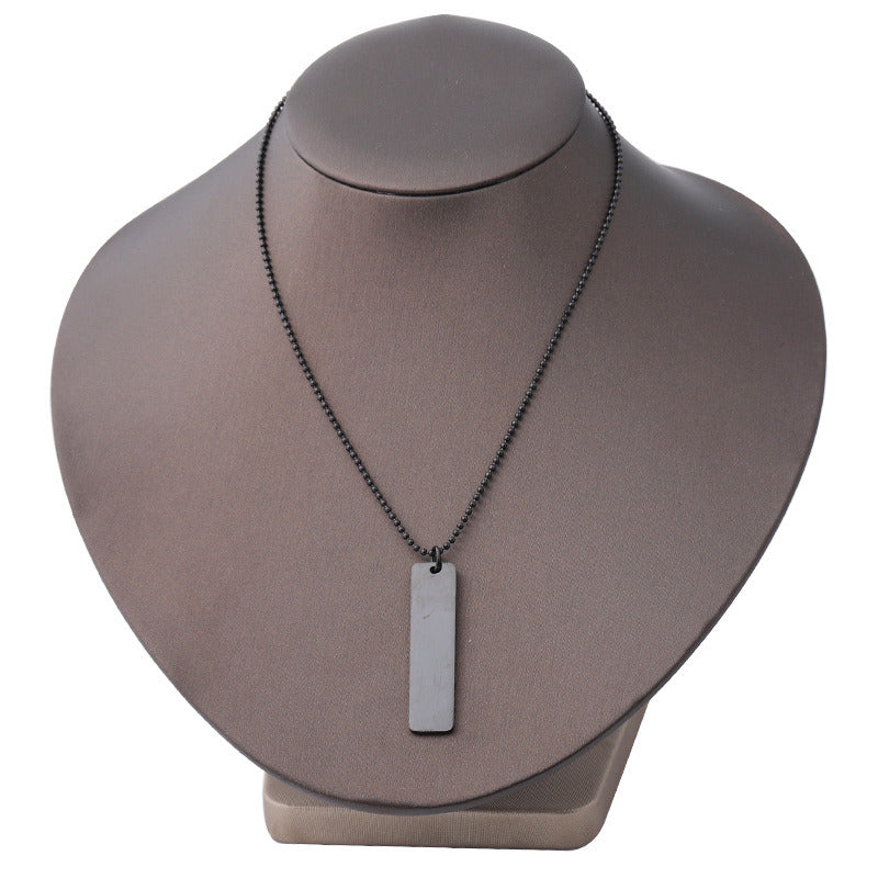 Stainless Steel Smooth Square Long Pendant Necklace