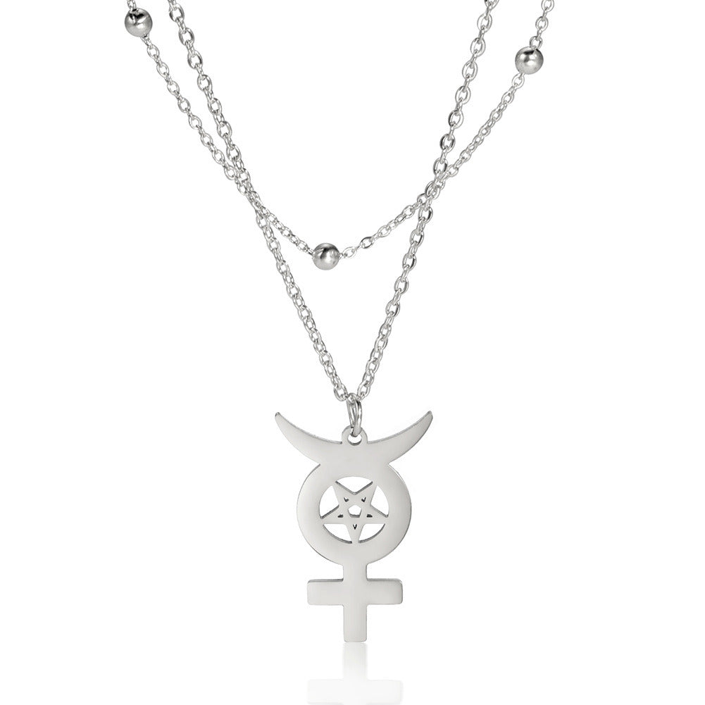 Star Moon Stainless Steel Necklace