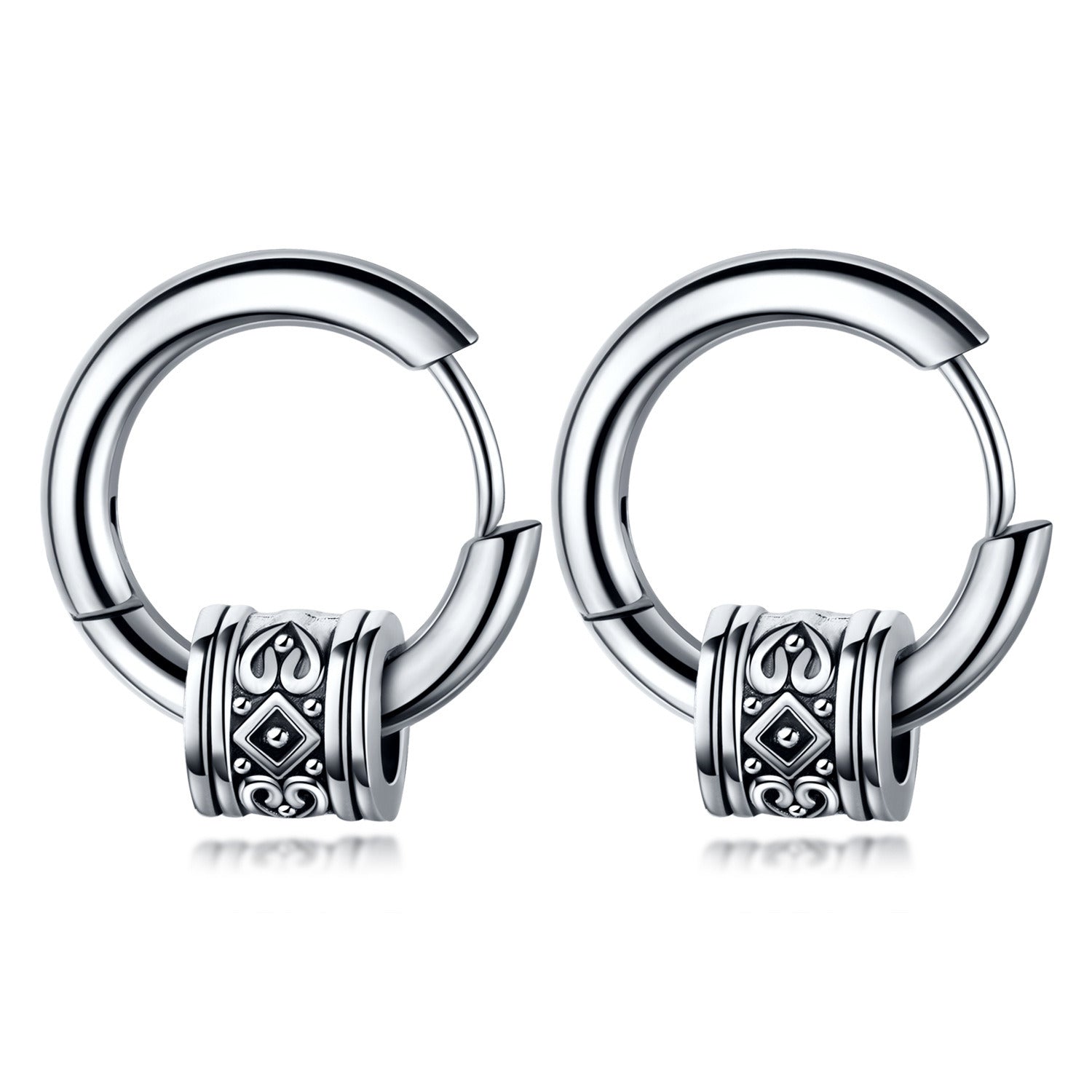 Vintage Stainless Steel Men's Circle Ear Studs