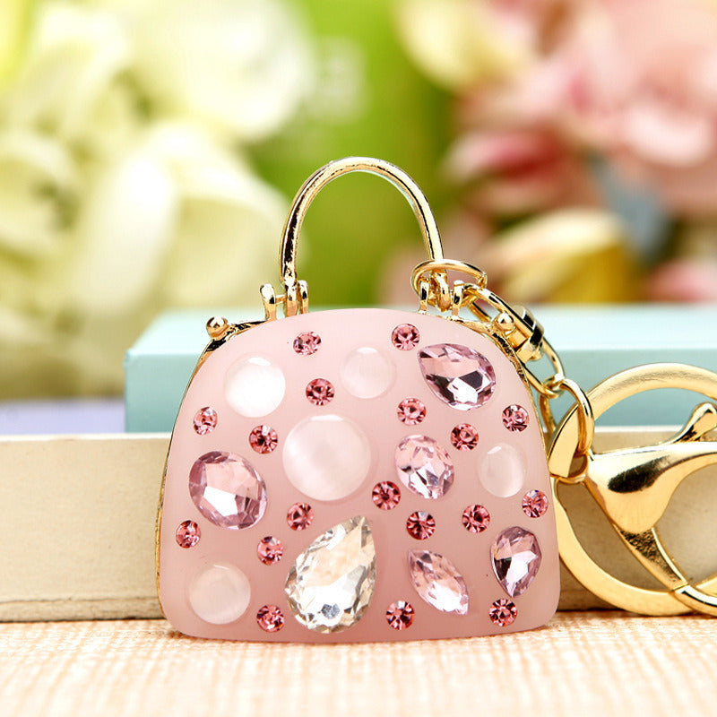 Rhinestone Satchel Car Key Ring Female