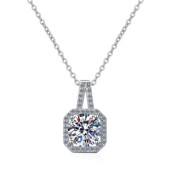 925 Sterling Silver 1 Karat Moissanite Pendant Necklace