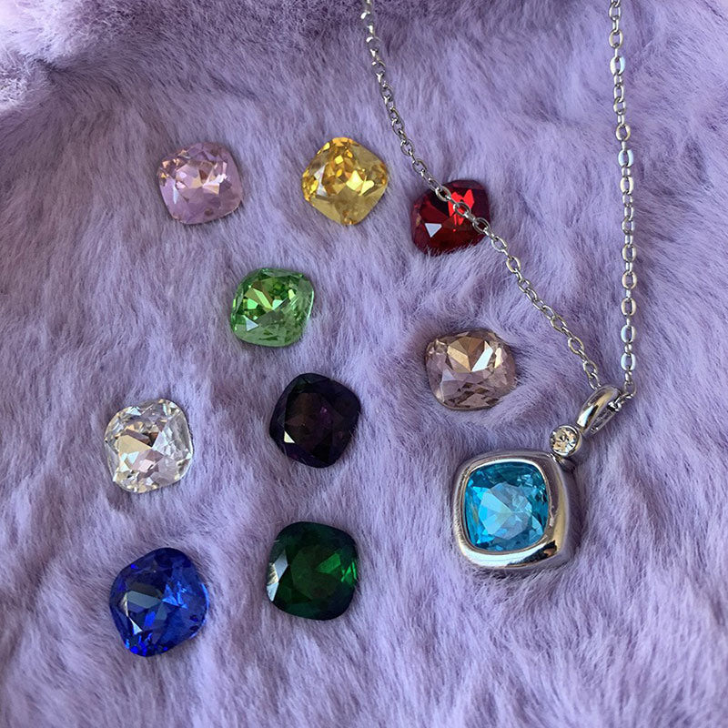 Interchangeable 9 Colour Rhinestone Square Love Necklace