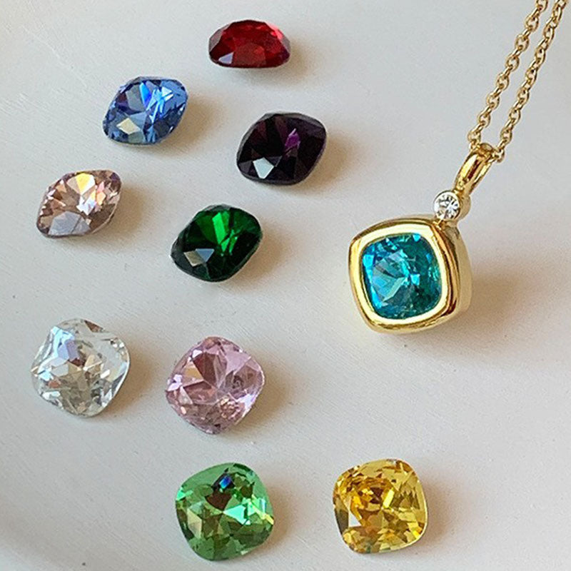 Interchangeable 9 Colour Rhinestone Square Love Necklace