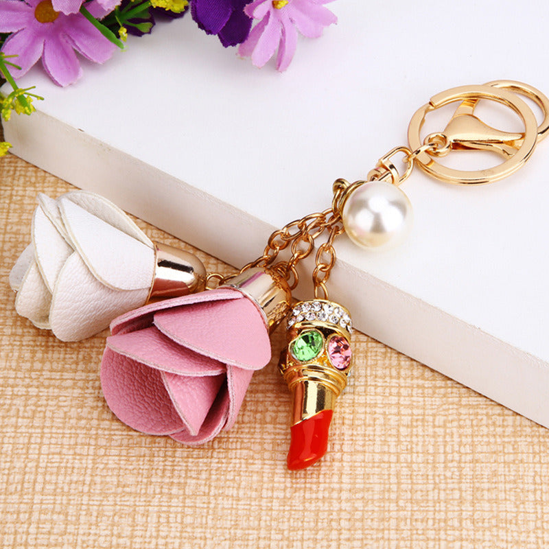 Rhinestone Satchel Car Key Ring Female