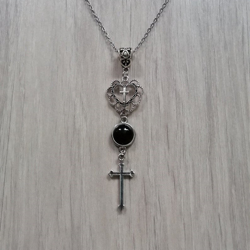 Love Crystal Cross Hip Hop Pendant Necklace