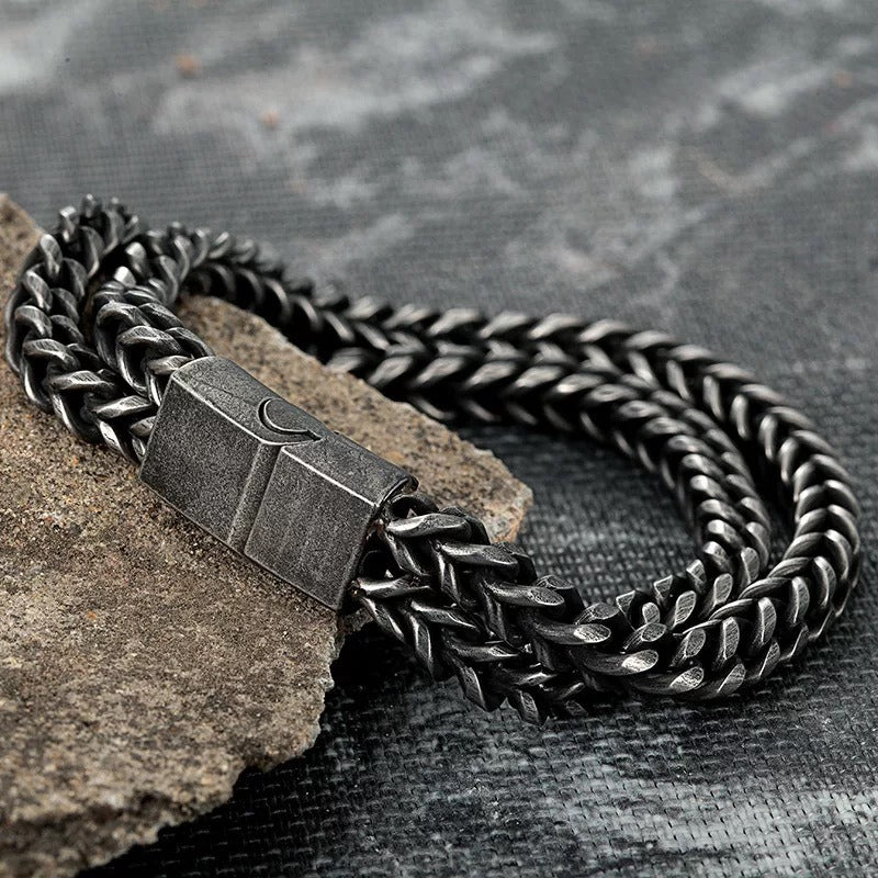 New Titanium Steel Double Layered Rough Men's Bracelet