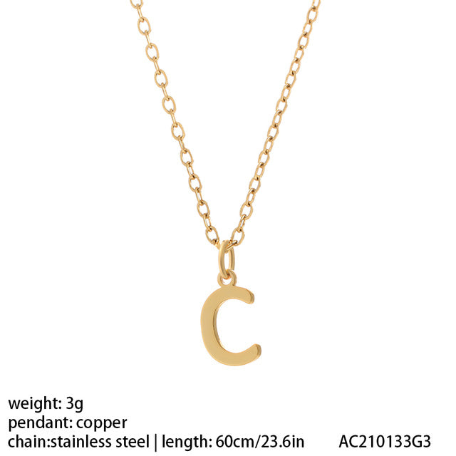 Women's 26 Letter Gold Necklace