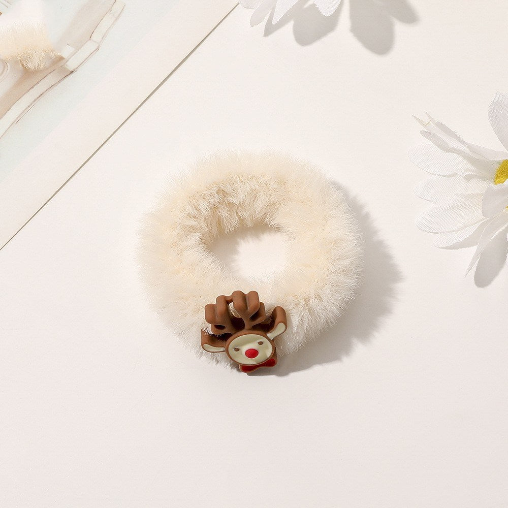 Cute Rabbit Furry Hair Ring Festive Atmosphere